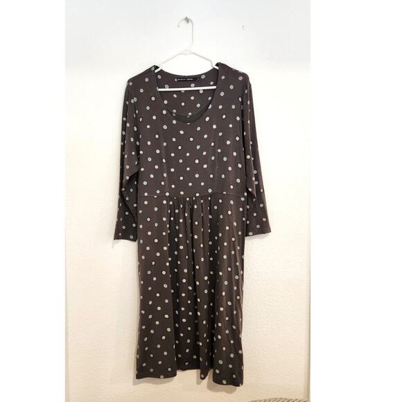 Gudrun Sjödén Gray Dot Print TENCEL Pocket Dress L Eco Artsy Scandi Style design - Picture 1 of 7